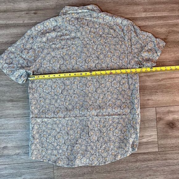 Sun Diego Men's Cream Floral Allover Print Short Sleeve Button Down Shirt Medium - Picture 5 of 6